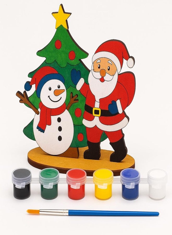 GreyArt DIY Christmas Wooden Painting Set for Kids - Easy to Assemble Christmas Craft Kit| Includes Paints & Brush | Holiday Art & Decoration Activity for Kids (Style-6) - Image 2